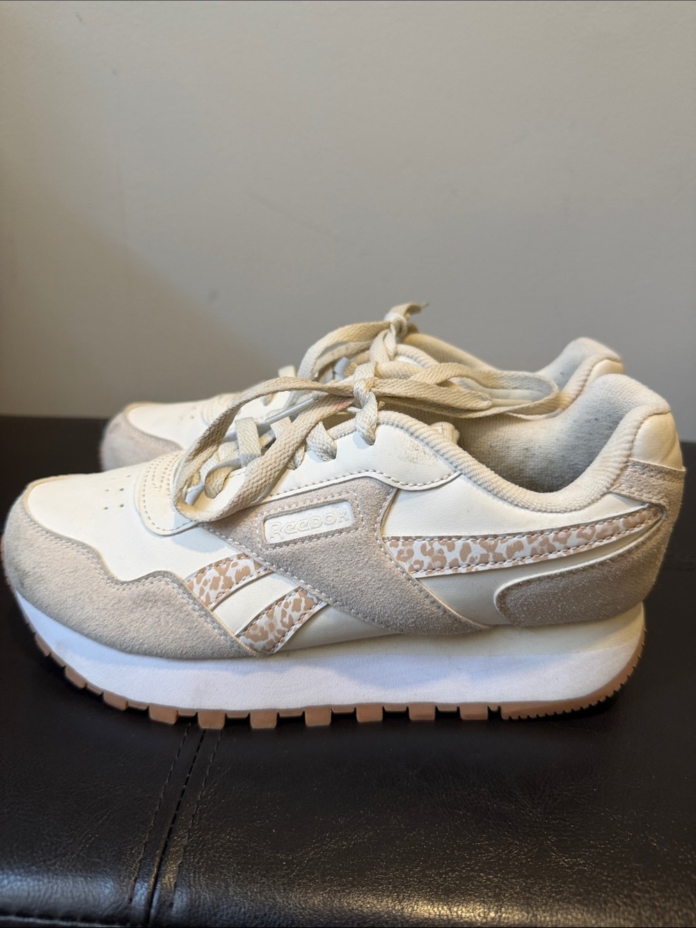 Reebok Neutral Cream & Light Gray Suede Sneakers